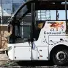 Пылающий полуостров ждет ответа из Кремля: 'Что же будет с Крымом с нами?..' (На фото: рейсовый автобус Москва — Симферополь после атаки украинским ударным БПЛА. (Фото: Дмитрий Я…) На фото: рейсовый ав…