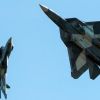 F-22 увидит ракету РВВ-МД, выпущенную Су-57, только в момент гибели (На фото: российские истребители пятого поколения Су-57 (Фото: Сергей Бобылев/ТАСС)) На фото: российские …