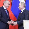 Эрдоган вновь назвал Путина 'дорогим другом', хотя еще вчера ставил Москве ультиматумы (На фото: встреча президента РФ Путина и президента Турции Эрдогана в Москве (Фото: Михаил Метцель/ТАСС)) На фото: встреча пре…